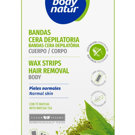 Benzi de ceara depilatoare corp, piele normala, cu ceai de matcha, 16 benzi, Body Natur