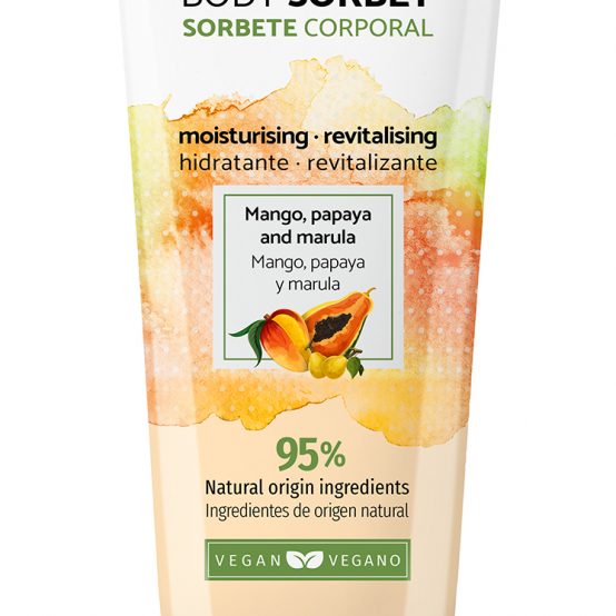 Serbet de corp hidratant si revitalizant– mango, papaya si marula, vegan, 200 ml, Body Natur